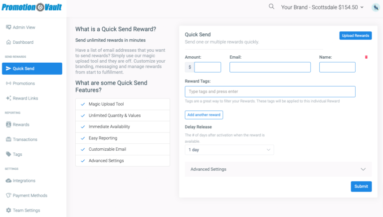 quick-send-promotion-vault-customer-center